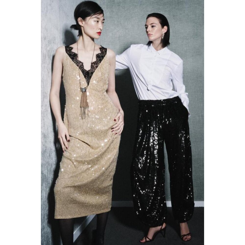 ZARA ZW COLLECTION LIMITED EDITION SEQUIN PANTS - Picture 6 of 9
